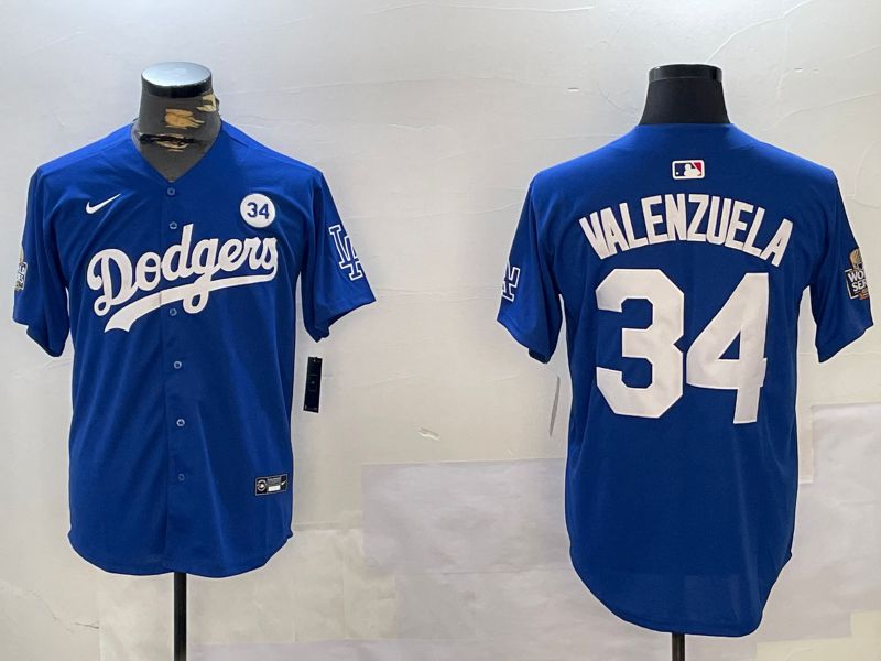 Men Los Angeles Dodgers #34 Valenzuela Blue Game 2024 Nike MLB Jersey style 1121